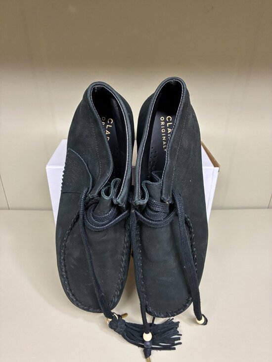 Clarks ELVTD Black Leather Cuir Noir Wallabee Boots Platform Wedge Size 8 Men\'s main image 7